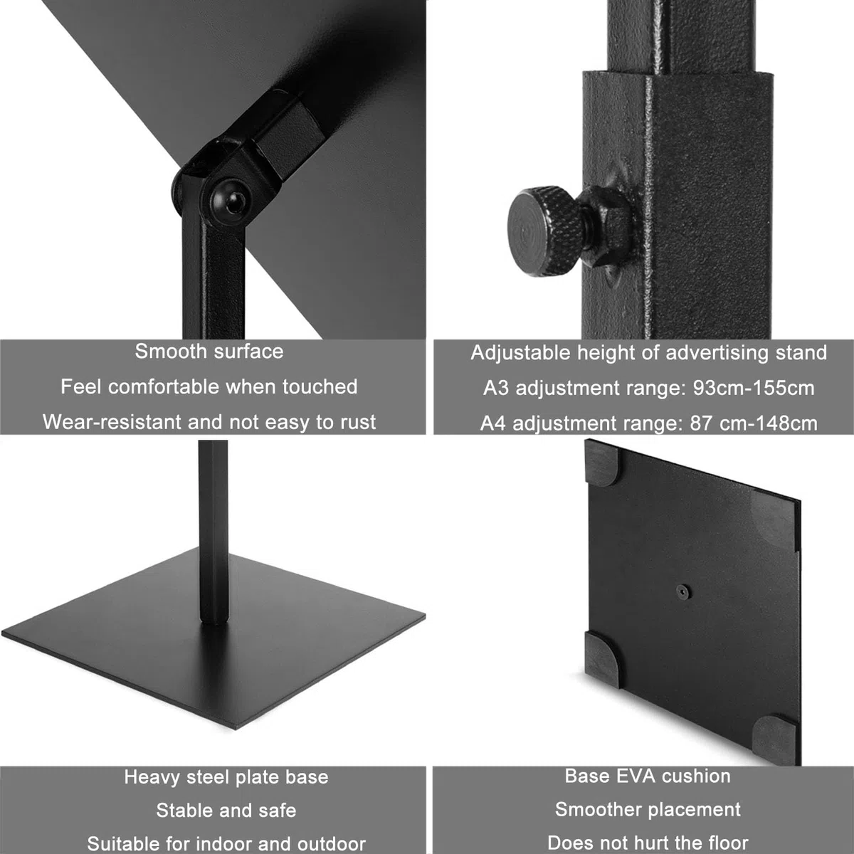 Soporte para carteles, soporte ajustable de acero inoxidable para publicidad, adecuado para escuela, iglesia y eventos de negocios