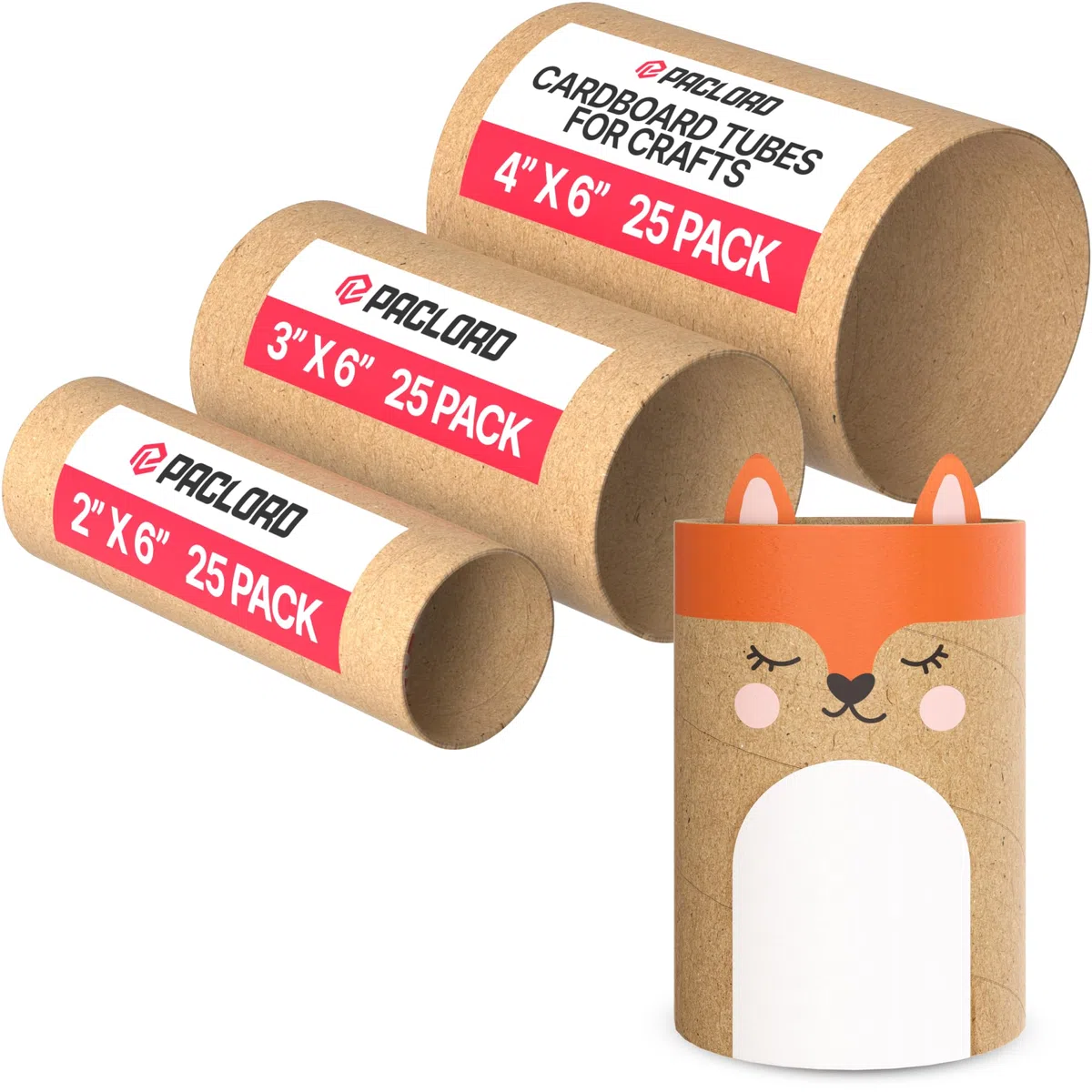 Tubos de cartón de 2 x 6 pulgadas, 3 x 6 pulgadas y 4 x 6 pulgadas para manualidades (paquete de 25 cada uno) – Tubos de manualidades duraderos y fácilmente personalizables – Rollos de papel