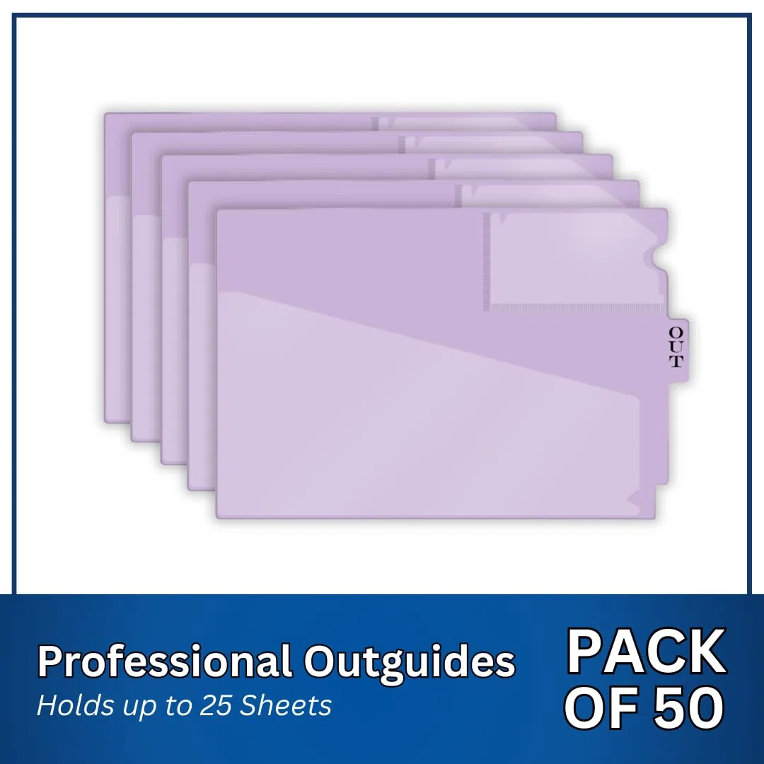 Doctor Stuff - Guías exteriores de vinilo con pestaña central, bolsillo frontal de corte diagonal, bolsillo deslizante de carga superior, carpeta de archivos de plástico, tamaño carta 9 x 13-1/4